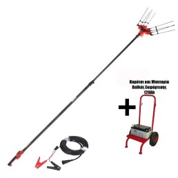 Σετ ελαιοραβδιστικό τηλεσκοπικό Blue Bird EGEO 22-50AT 12V καρμπονικό με καρότσι & μπαταρια βαθιάς εκφόρτισης 120Ah