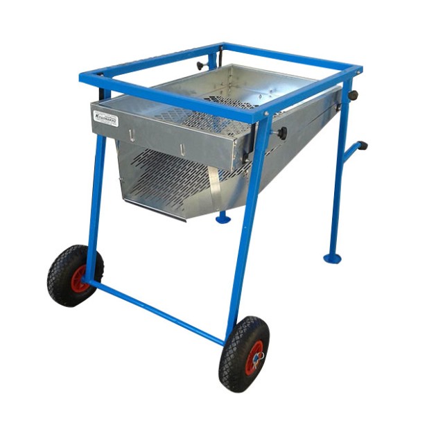 Κόσκινο διαχωρισμού ελιάς-φύλλων γαλβανιζέ χειροκίνητο ΜΕ ΤΡΟΧΟΥΣ ΕΛΑΙΟΡΑΒΔΙΣΤΙΚΑ ΜΗΧΑΝΗΜΑΤΑ 