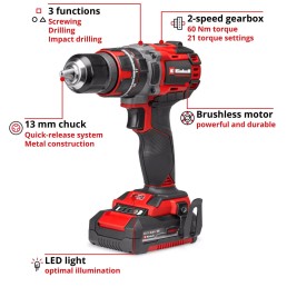 Battery Drill Driver Einhell TC-CD 18/35 Li with 4Ah Battery and Charger