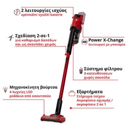 Σκούπα Stick Μπαταρίας Einhell TE-SV 18 Li με Μπαταρία 4Ah και Ταχυφορτιστή